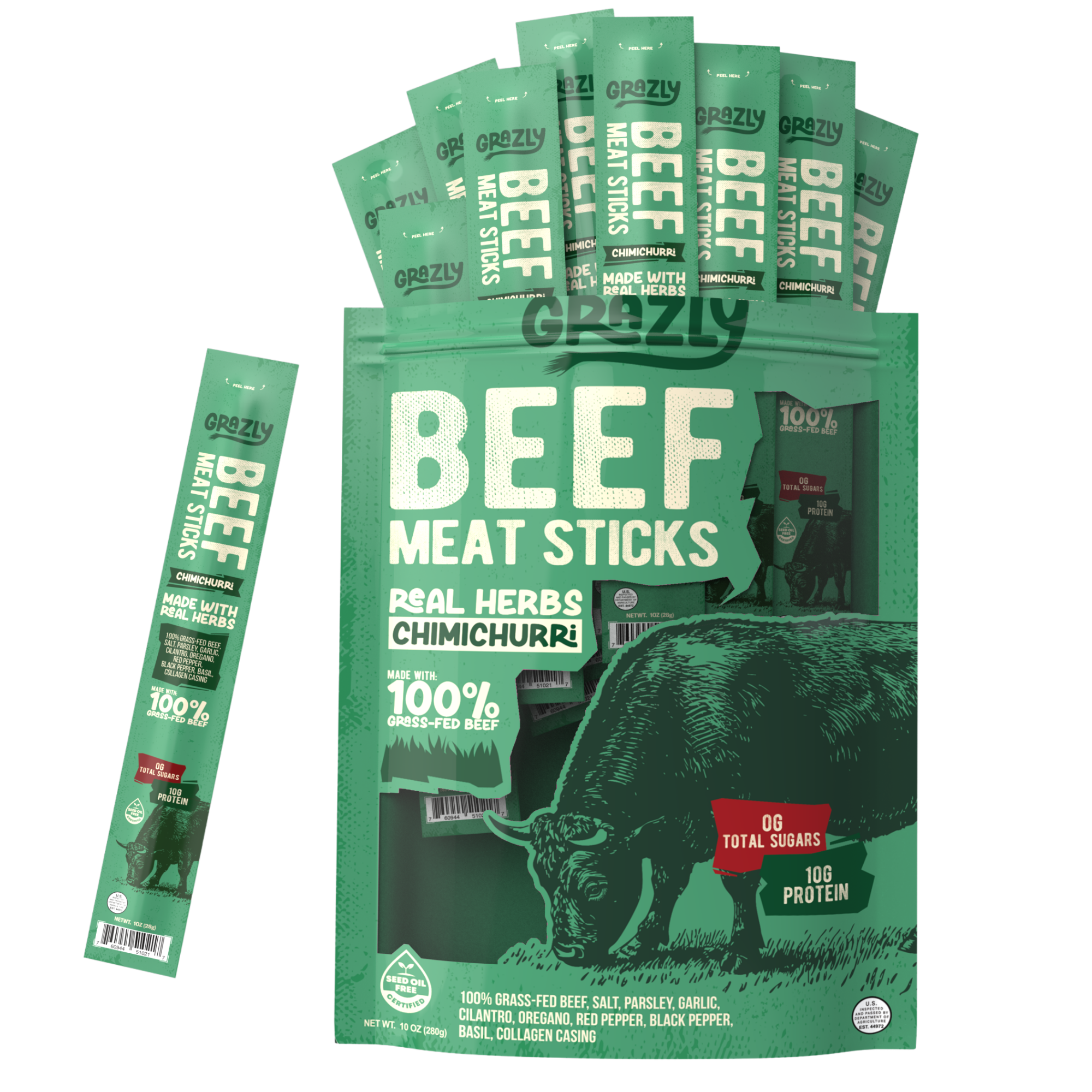 Grass-Fed Chimichurri Beef Sticks | Grazly