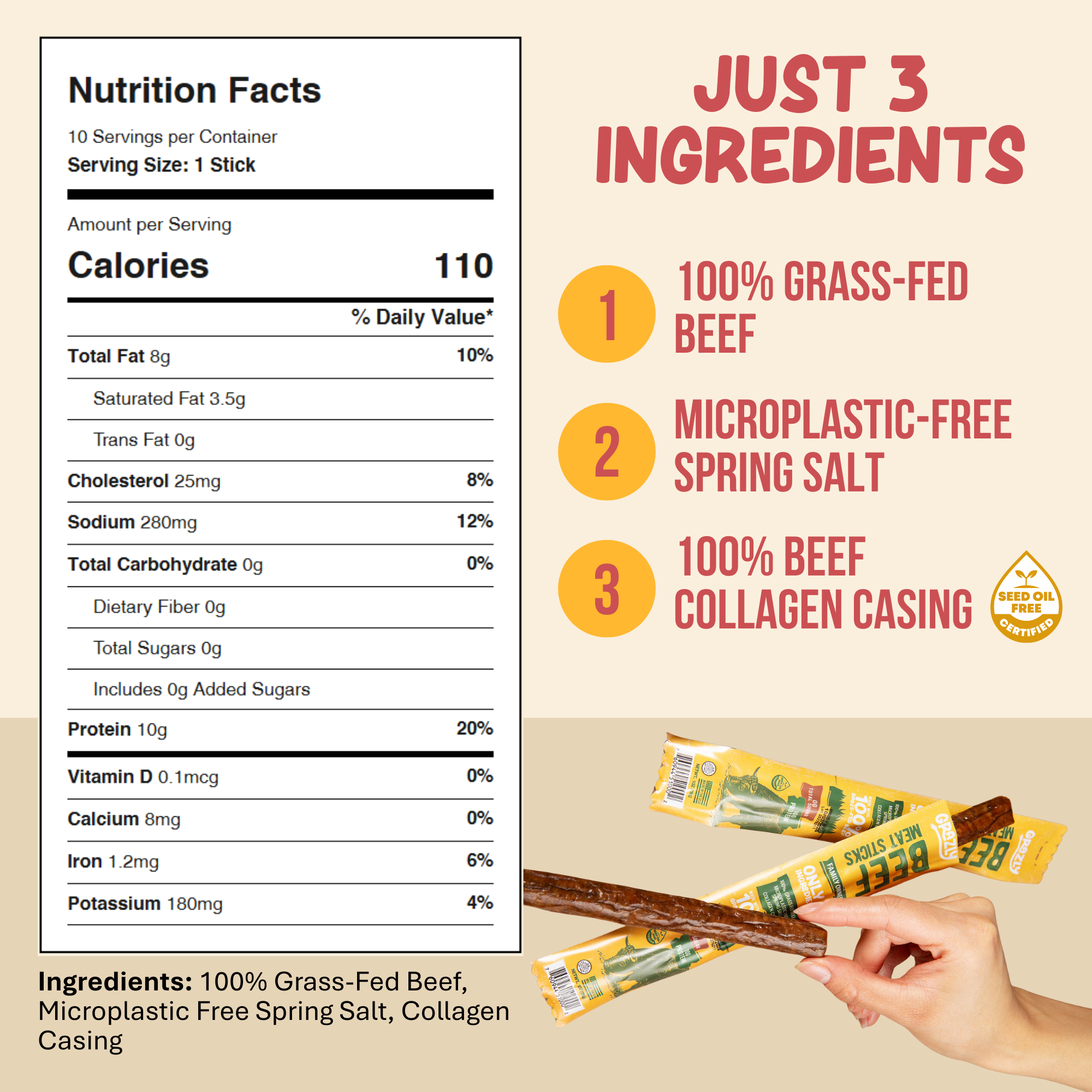 Plain Beef Meat Sticks - New Customer Deal