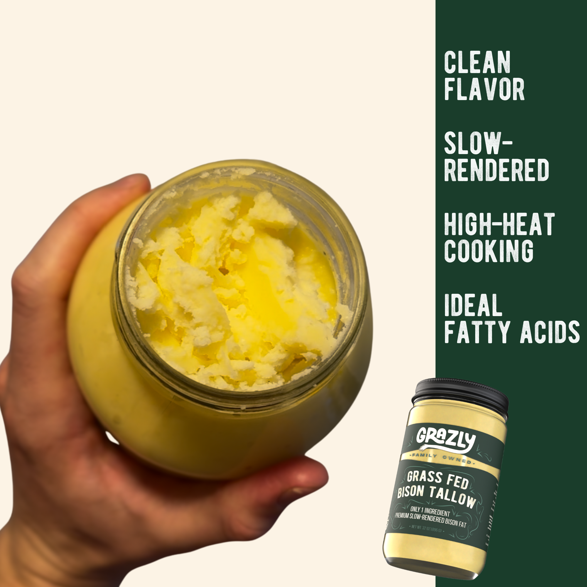 Bison Cooking Tallow - 100% Grass-Fed & Finished