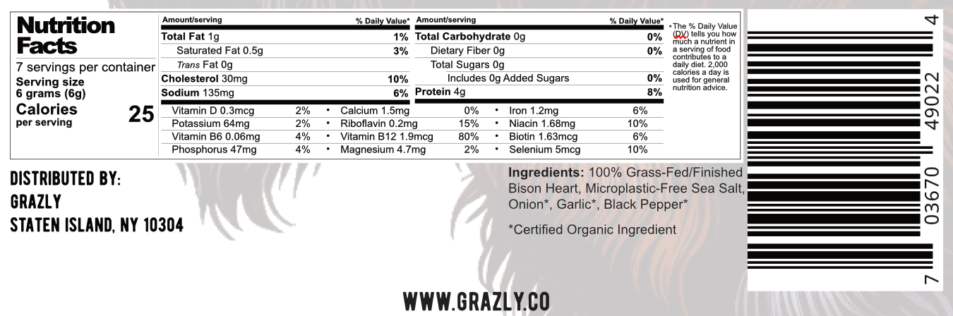 "Old Fashioned" Bison Heart Crisps - Organic Spices