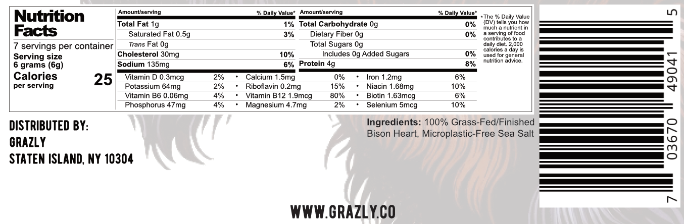 Bison Heart Crisps - 100% Grass-Fed/Finished