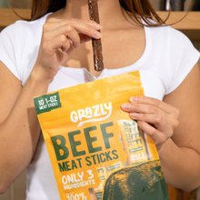 Beef meat stick in hand