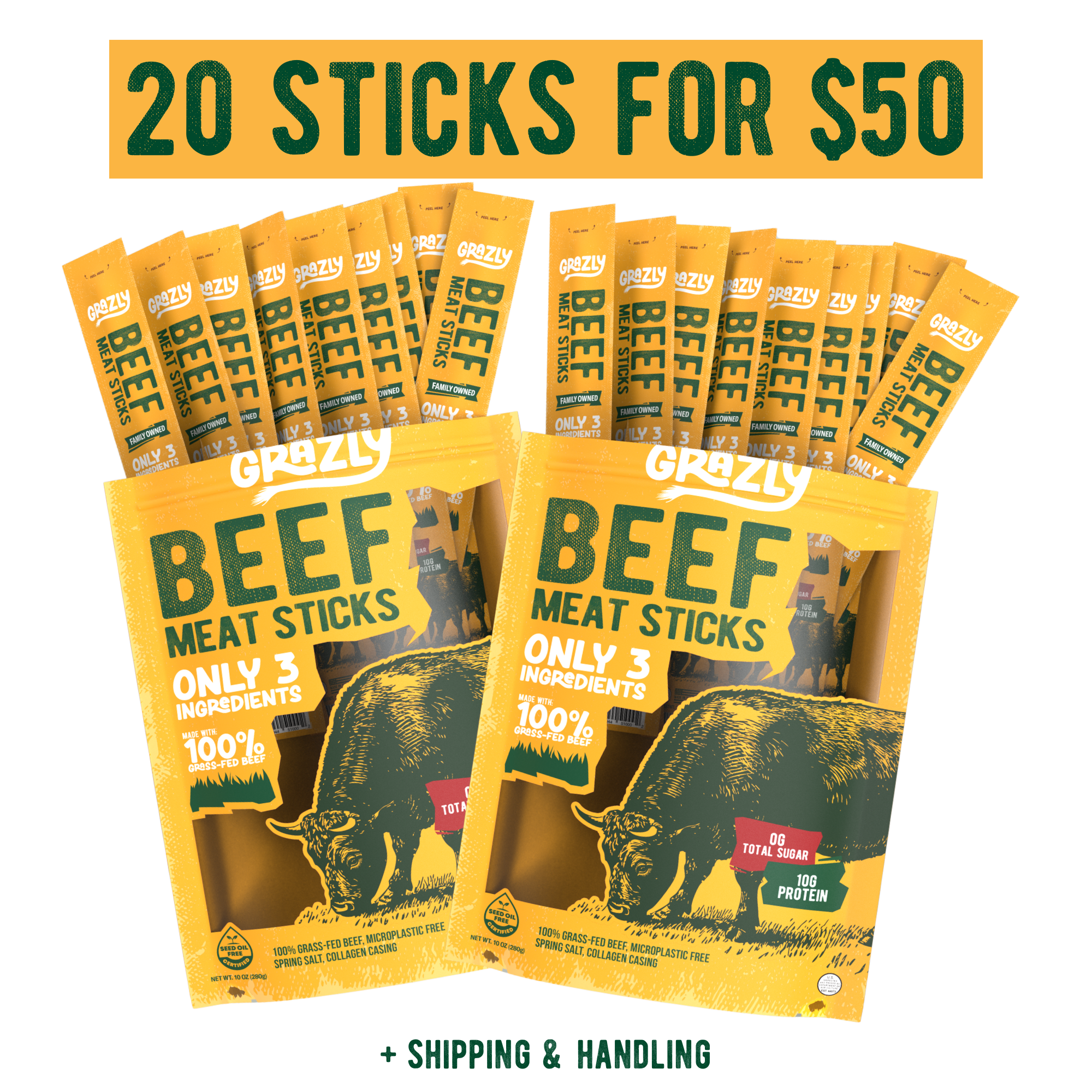 Plain Beef Meat Sticks - New Customer Deal