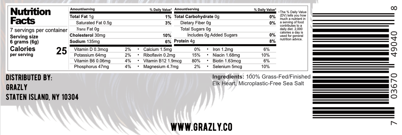 Elk Heart Crisps - 100% Grass-Fed/Finished