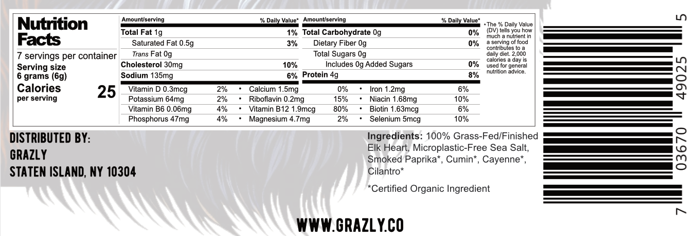 "Smoky Barbecue" Elk Heart Crisps - Organic Spices